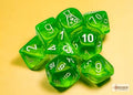TRANSLUCENT RAD GRN/WHT 7-DIE SET W/ BONUS DIE