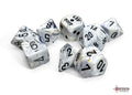 MARBLE CALCITE/BLACK 7 DIE SET
